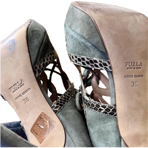 Furla Suede Lace-Up Stiletto Heels - Picture 6 of 11